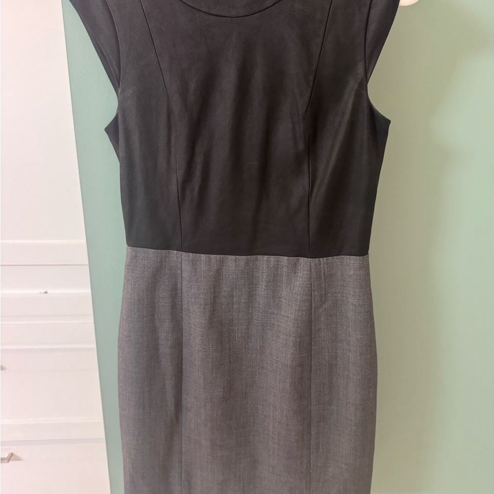 Theory Black and Gray Midi Dress